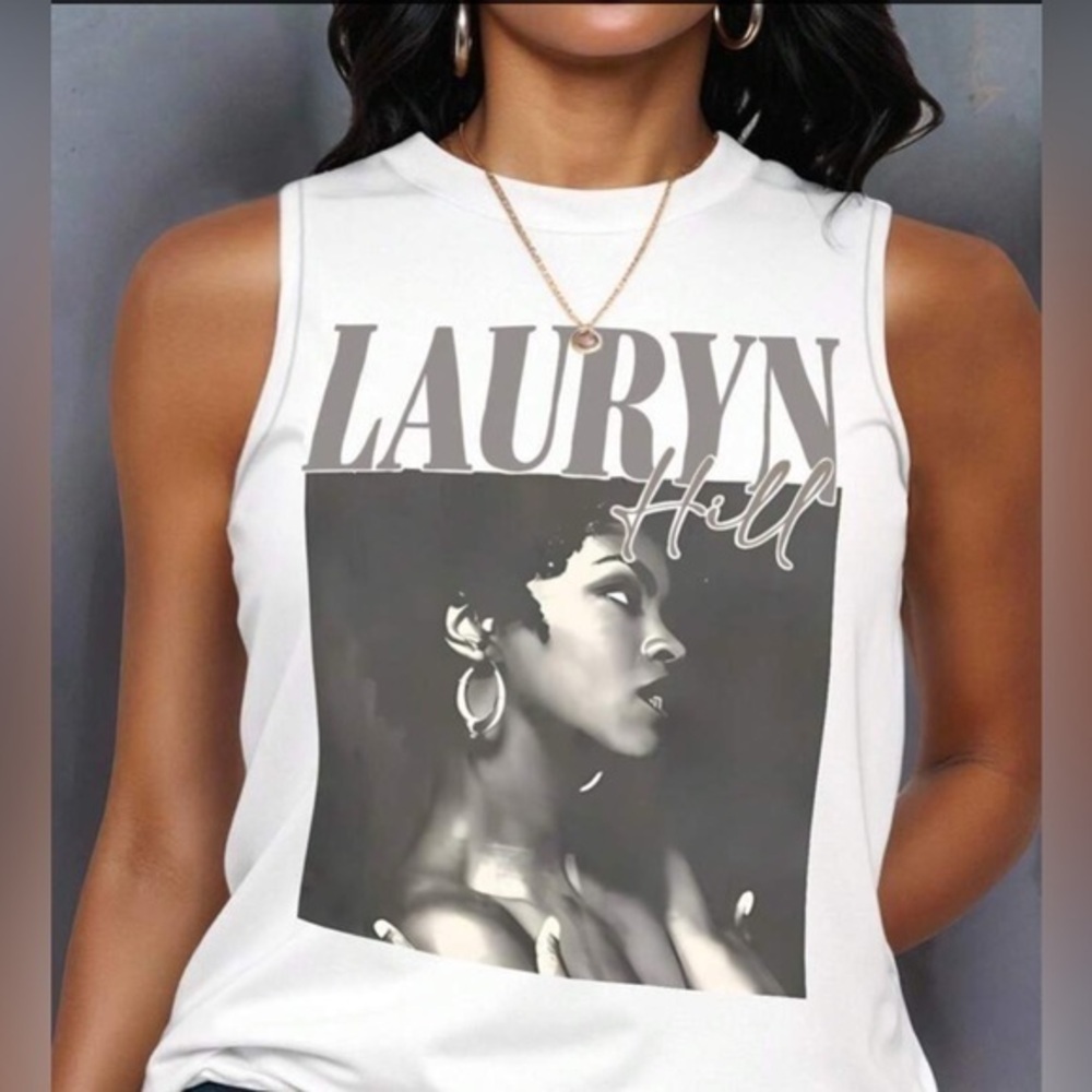 ✨NEW Lauren Hill Graphic Sleeveless Top - White